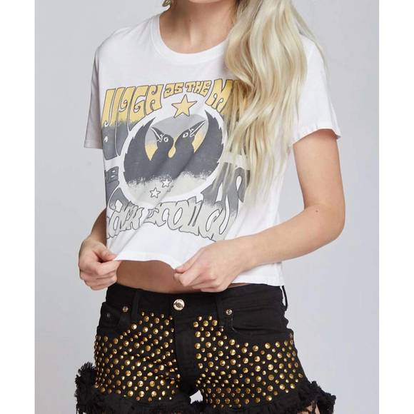 NEW RECYCLED KARMA the black crowes high as the moon crop tee in white - Picture 2 of 3